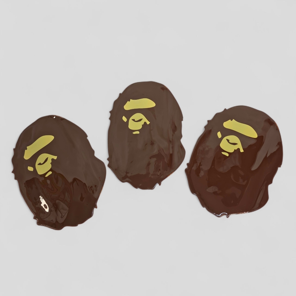 A Bathing Ape PVC Pouch Brown Head Logo Small Zip Bag 5.5"x8.5" New Lot of 3